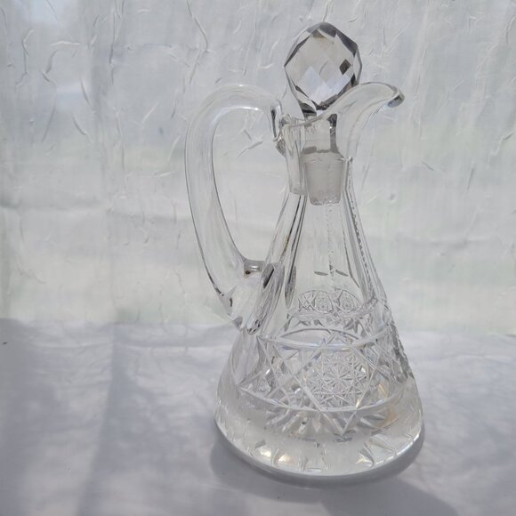 Cut Glass Crystal Cruet Decanter With Stopper - Picture 5 of 14